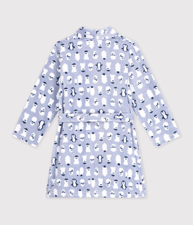Vestaglia in pile con stampa bambino blu/multicolore