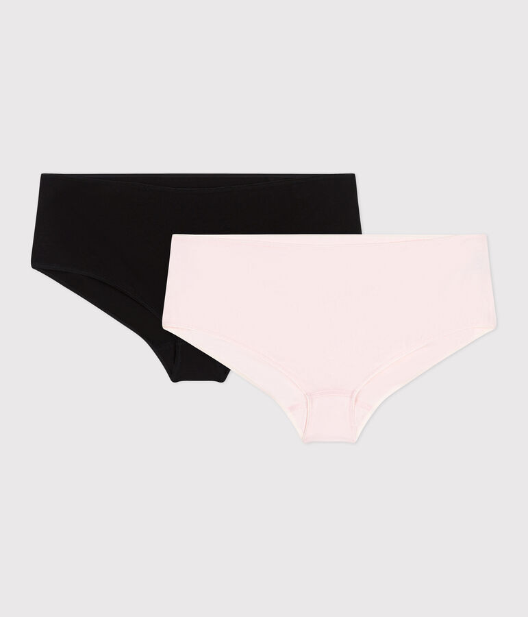 Set di 2 shorty in cotone ed elastan tinta unita donna multicolore