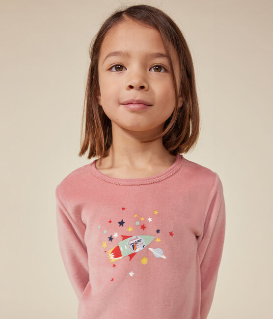 Pigiama bambino in velluto tinta unita rosa ROSEWOOD