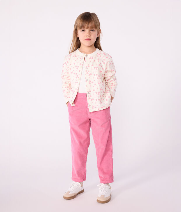 Cardigan in cotone con stampa bambina ecru/multicolore