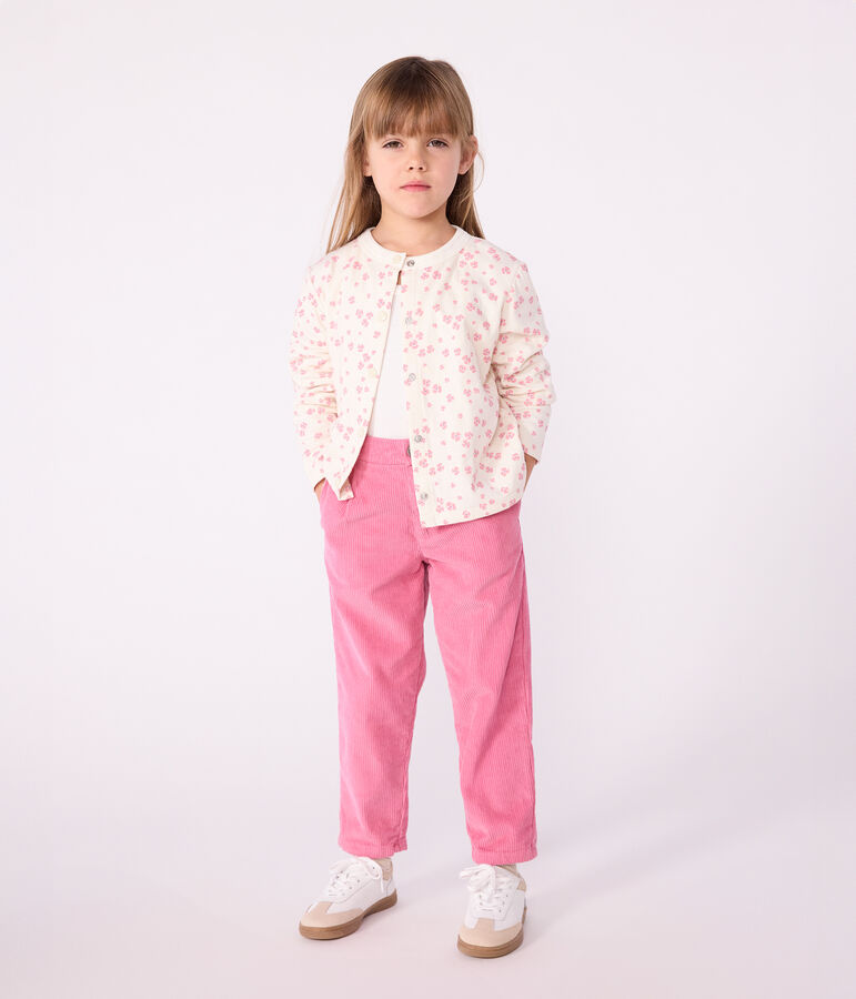Cardigan in cotone con stampa bambina ecru/multicolore