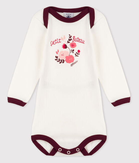 Body manica lunga bebè femmina rosso OGRE/bianco MARSHMALLOW