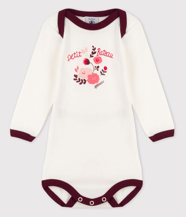 Body manica lunga beb&egrave; femmina rosso/bianco