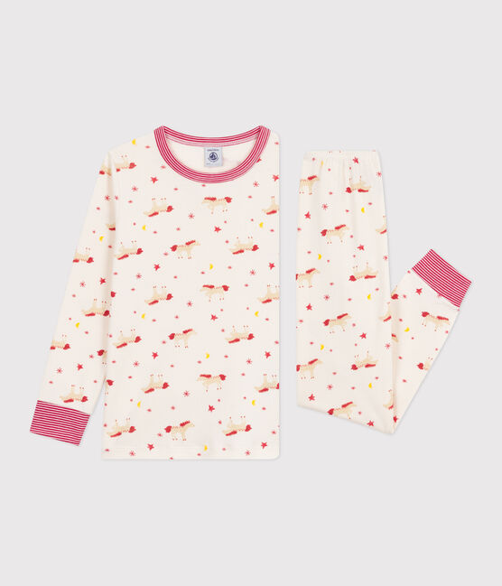 Pigiama in cotone con cavalli stampati bambino MILK/ MULTICO