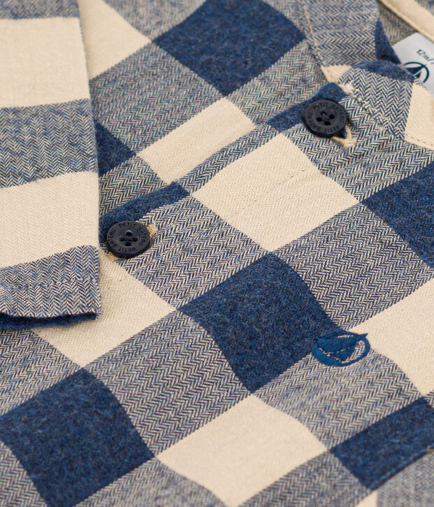 Camicia di flanella a qudri per beb&egrave; blu/ecru