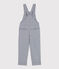 Salopette in tela di cotone a righe bambina blu MEDIEVAL/bianco MARSHMALLOW