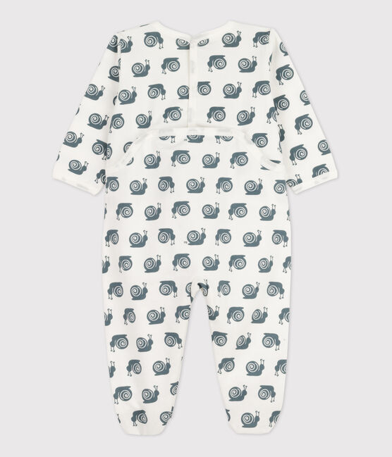 Tutina pigiama bebè in molleton motivo lumaca bianco MARSHMALLOW/ DUCKY