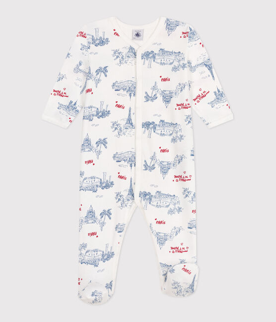 Pigiama in cotone Parigi neonato bianco MARSHMALLOW/bianco MULTICO