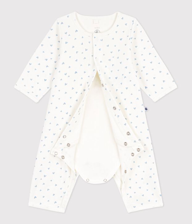 Bodyjama senza piedi, in cotone con stampa a cuoricini, neonati blu/blu