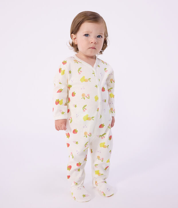 Pigiama in cotone con frutti stampati neonato bianco/multicolore