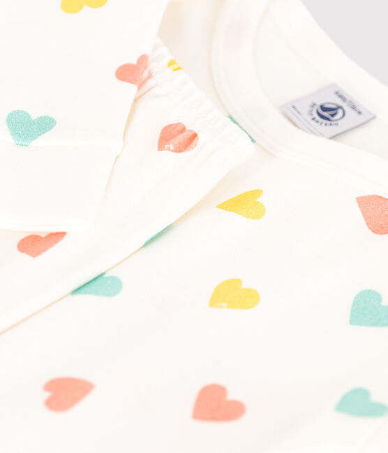 Pigiama per bambini molto aderente in cotone stampato bianco MARSHMALLOW/bianco MULTICO