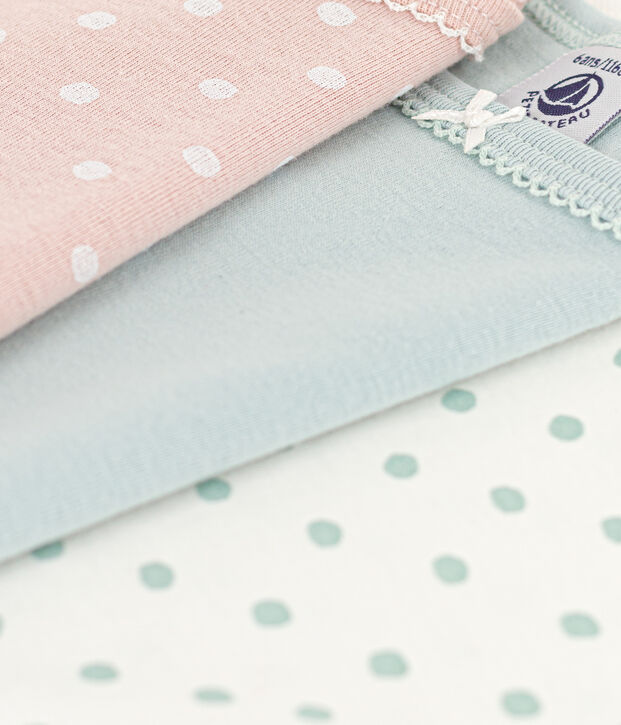 Confezione da 3 canottiere bambina con spalline in cotone a pois multicolore