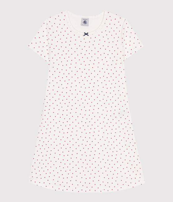 Camicia da notte a maniche corte in cotone a cuori bambina bianco MARSHMALLOW/rosso TERKUIT