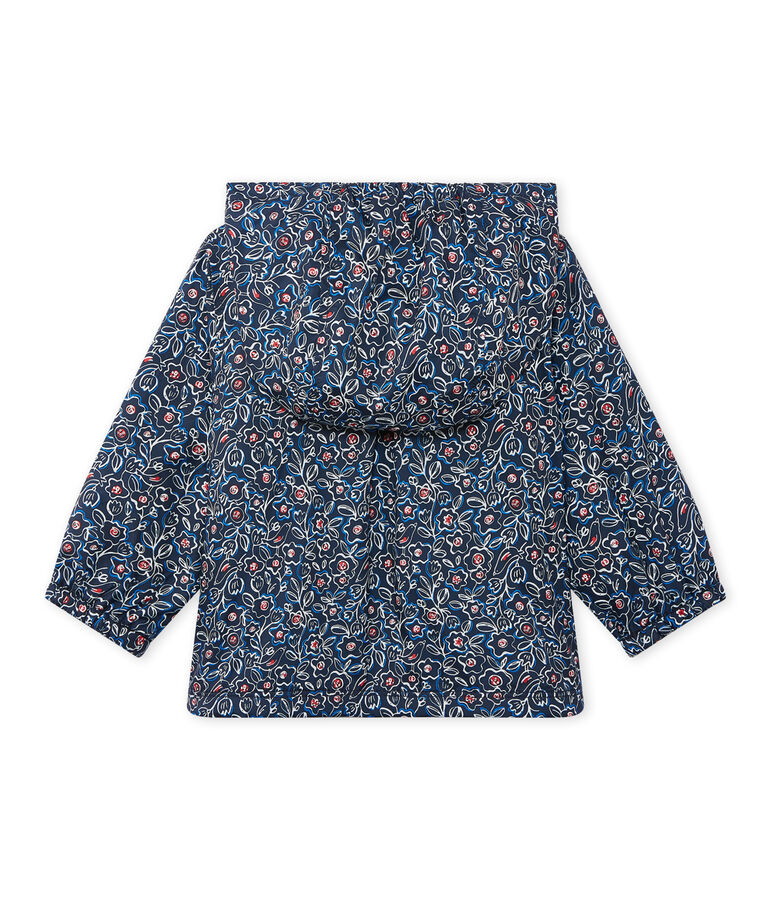 Giacchino con cappuccio beb&egrave; bambina stampato blu/multicolore