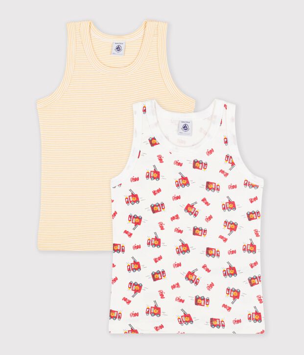 Set di canotte in cotone con stampa pompiere bambino multicolore