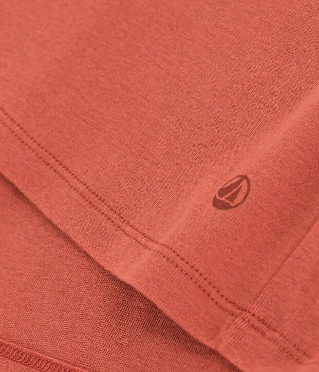 T-shirt L'Iconique scollo a V in cotone tinta unita donna marrone