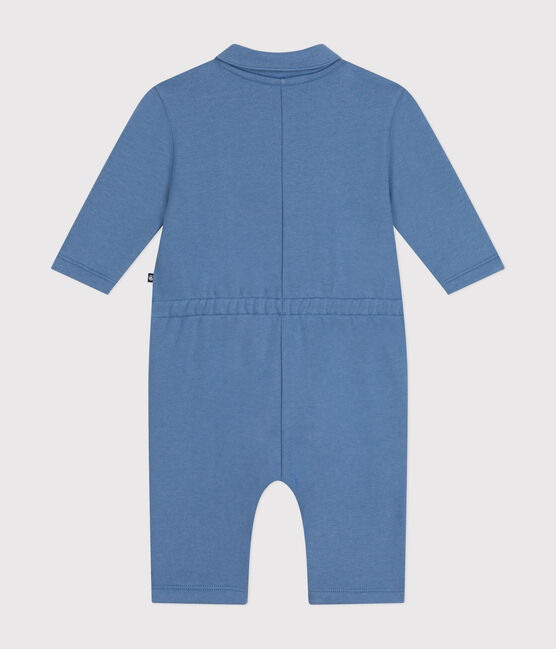 Tutina lunga in tessuto felpato neonato blu BEACH