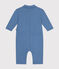 Tutina lunga in tessuto felpato neonato blu BEACH