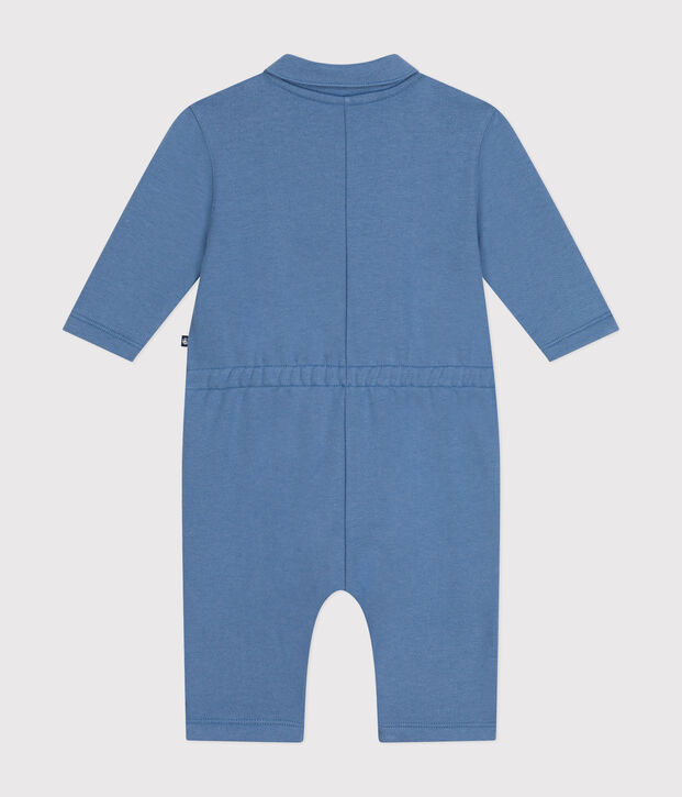 Tutina lunga in tessuto felpato neonato blu