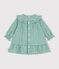 Abito a maniche lunghe in cotone a quadretti vichy neonata verde/bianco