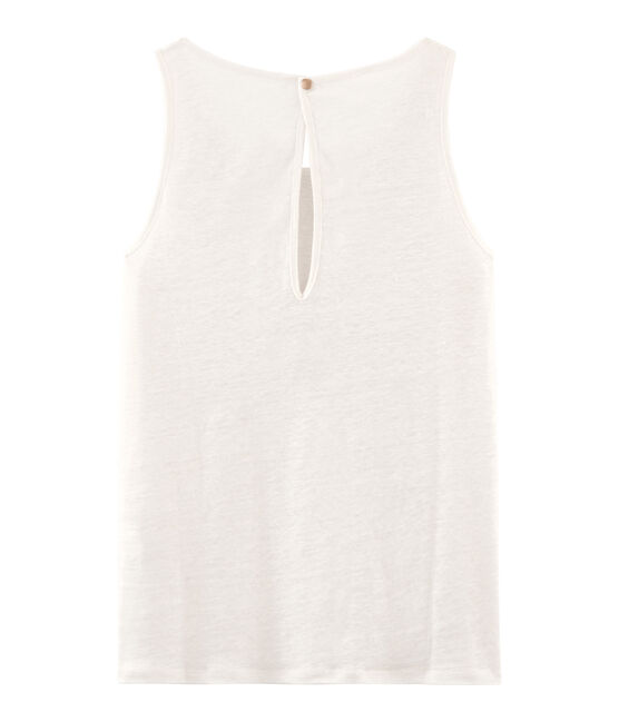 Canottiera donna in lino cangiante bianco MARSHMALLOW/rosa COPPER