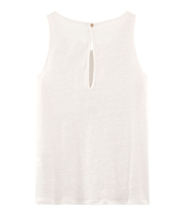 Canottiera donna in lino cangiante bianco/rosa