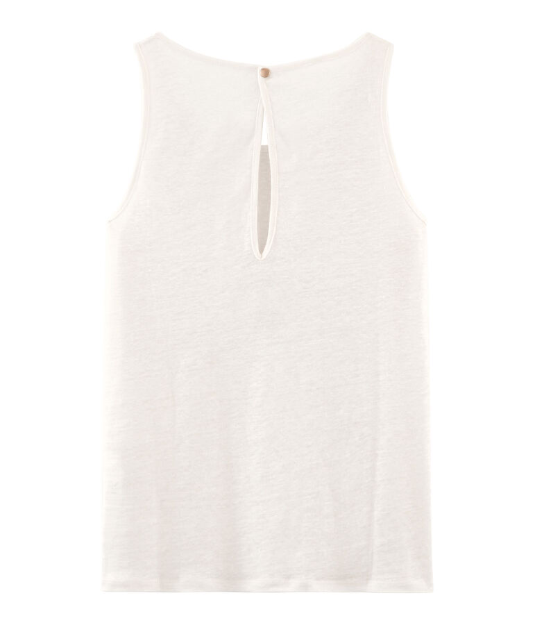 Canottiera donna in lino cangiante bianco/rosa