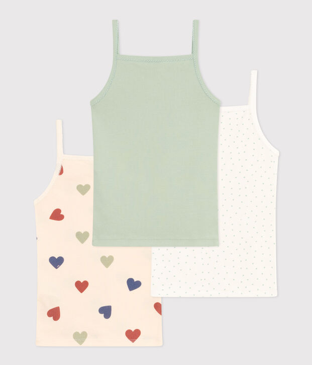 Confezione da 3 canottiere con spalline cuore in cotone bambino multicolore