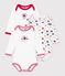 Lot de bodies manches longues en coton imprim&eacute; multicolore
