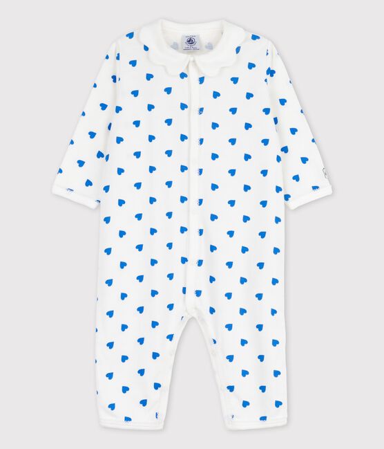 Tutina a cuori blu senza piedi bebè bianco MARSHMALLOW/blu BRASIER