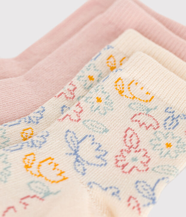 2 paia di calzini in cotone a fiori neonato multicolore