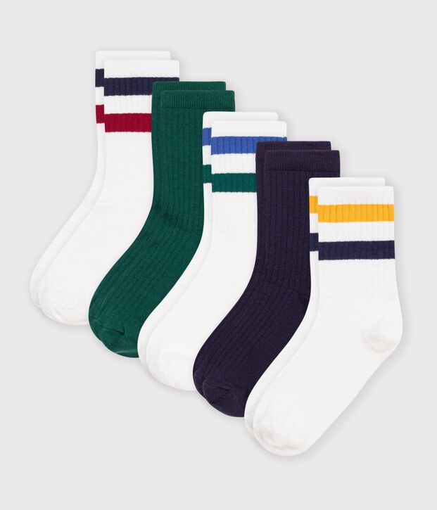 5 paia di calzini in cotone tinta unita bambino multicolore