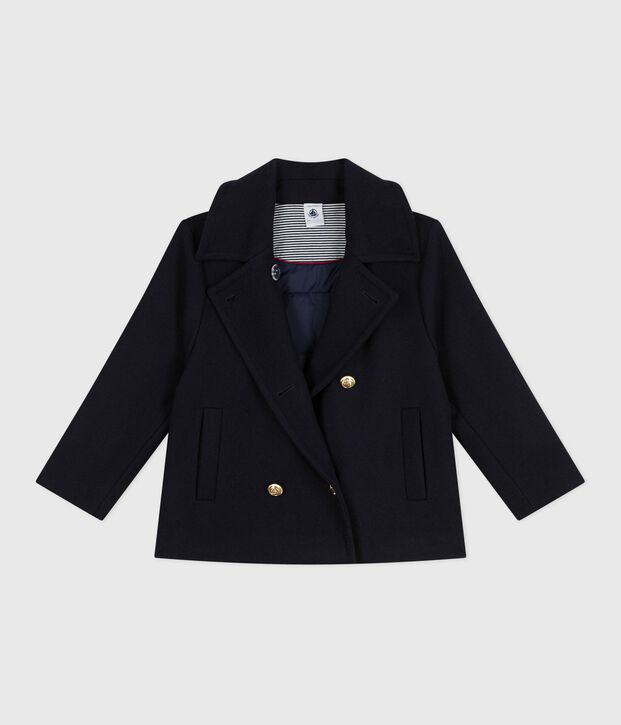 Caban bambina in panno di lana tinta unita SMOKING