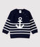 Pull in tricot jcotone/lino bebè maschio blu SMOKING/bianco MARSHMALLOW