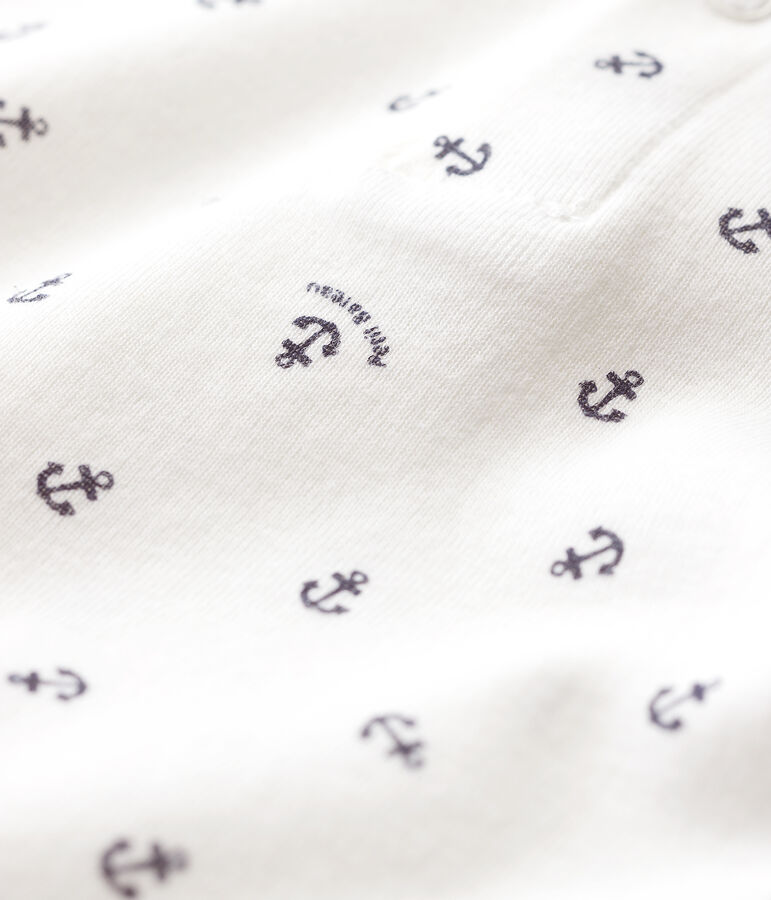 Body fantasia in cotone manica corta beb&egrave; maschio bianco/blu