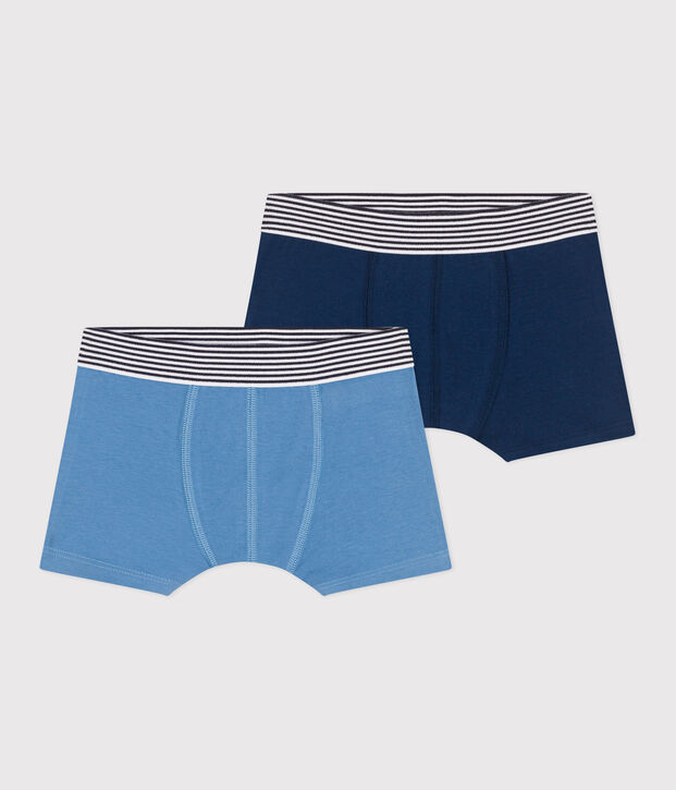 Confezione da 2 boxer in cotone ed elastan tinta unita bambino multicolore