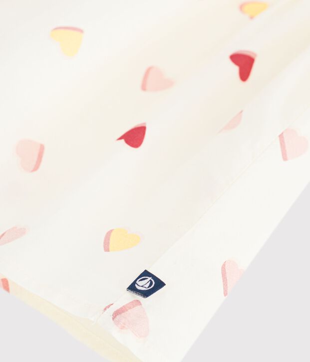 Blusa senza maniche in popeline di cotone con stampa a cuori neonata ecru/multicolore