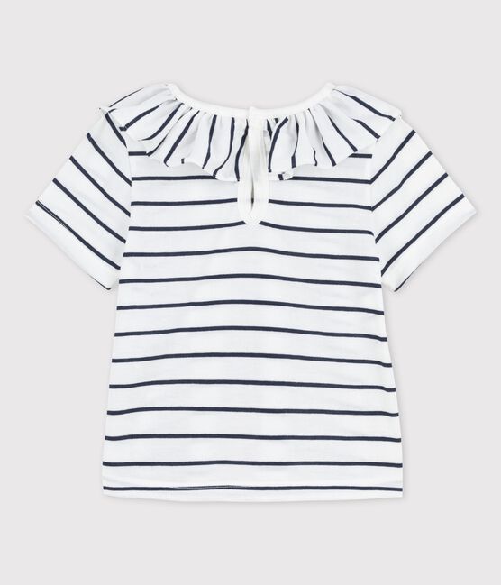 Blusa bebè a maniche corte in jersey a righe bianco MARSHMALLOW/blu SMOKING