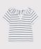 Blusa bebè a maniche corte in jersey a righe bianco MARSHMALLOW/blu SMOKING