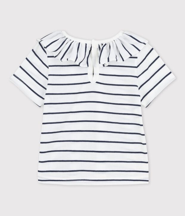 Blusa beb&egrave; a maniche corte in jersey a righe bianco/blu