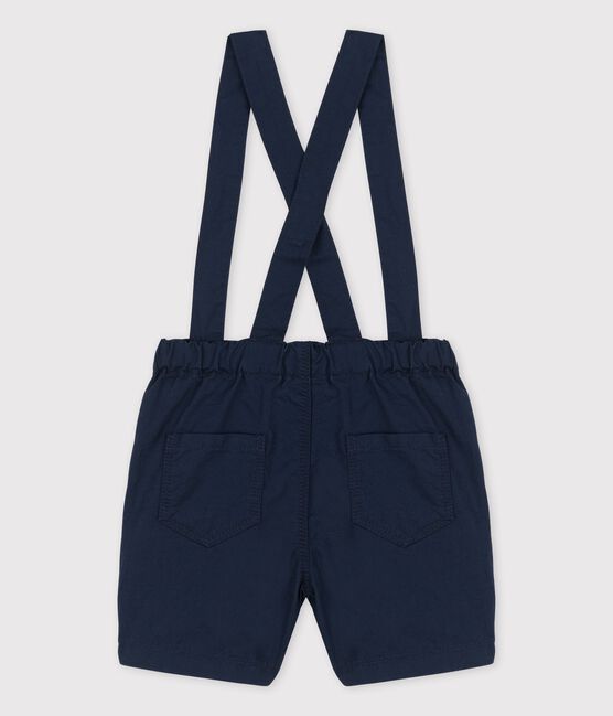Shorts bebè a bretelle in adorabile tessuto serge blu SMOKING