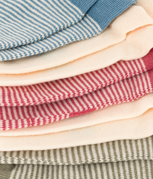 Set di 5 paia di calzini bambino in jersey di cotone a righe multicolore