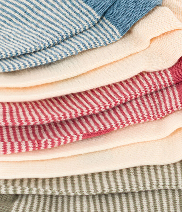 Set di 5 paia di calzini bambino in jersey di cotone a righe multicolore