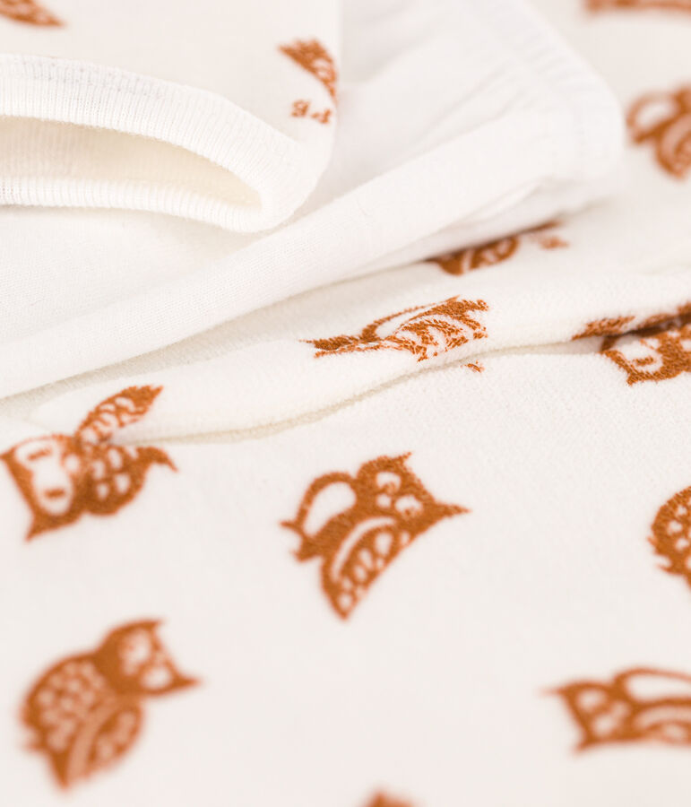 Camicia da notte e leggings in ciniglia e cotone per bimbe bianco/marrone