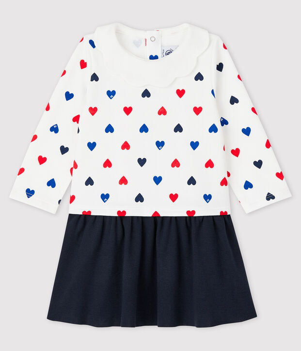 Abito a maniche lunghe da neonata bianco/multicolore