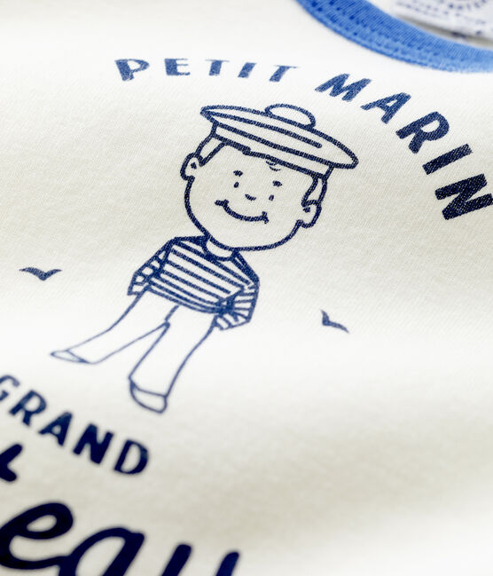 T-shirt bebè a maniche corte in cotone con motivo marinaro bianco MARSHMALLOW