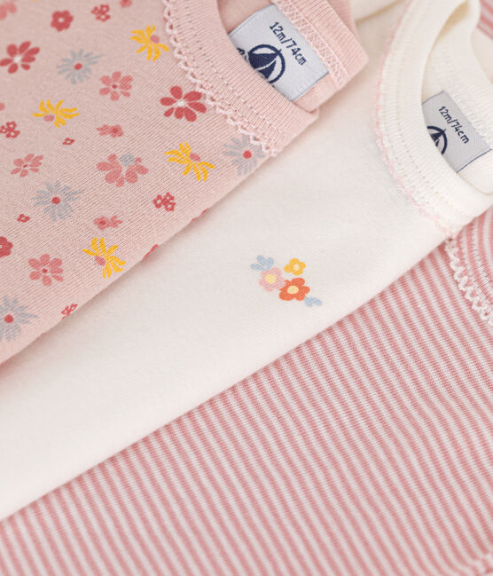 Confezione da 3 body bebè manica corta a fiori in cotone variante 1