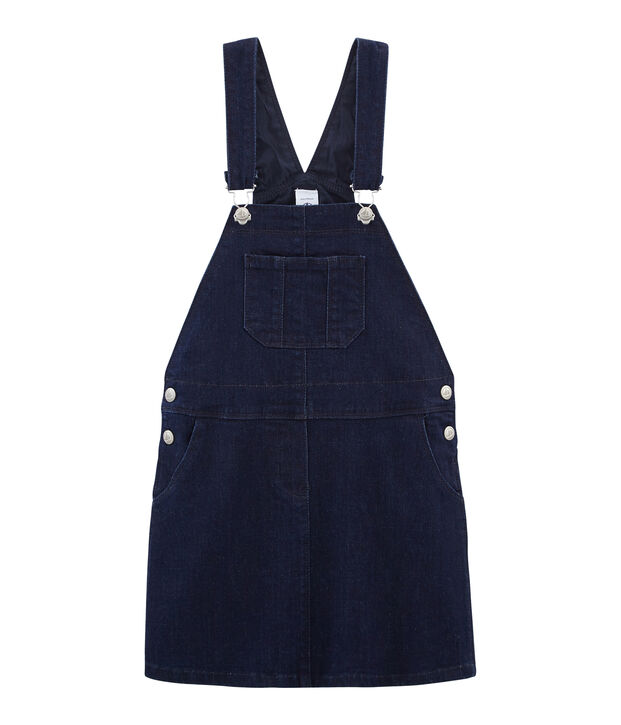Abito salopette bambina blu/beige