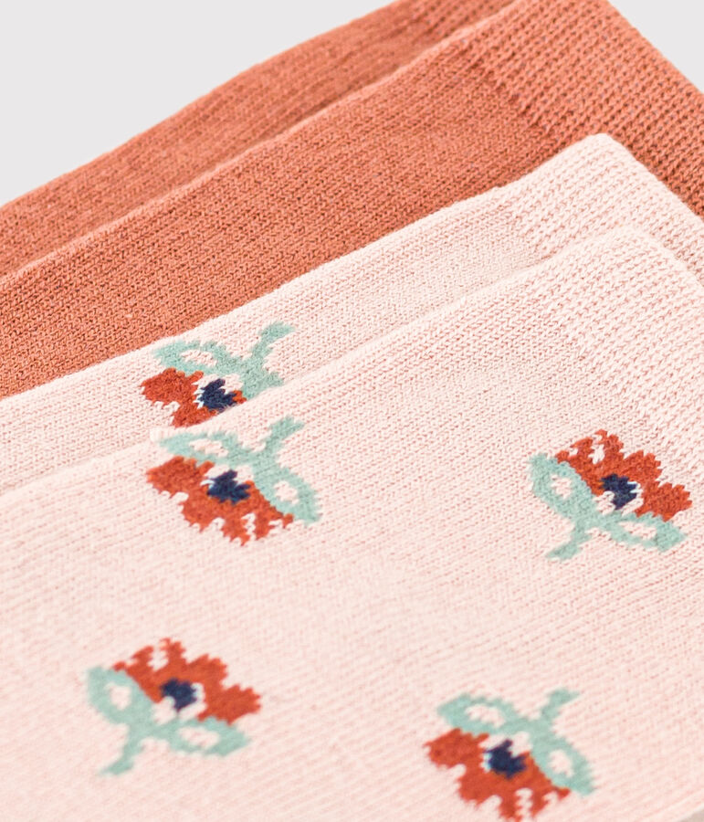 Confezione da 2 paia di calzini bambina a fiori multicolore