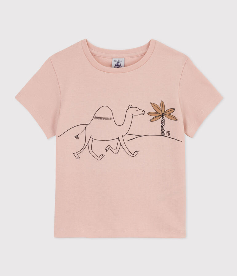 T-shirt bambina in cotone stampato rosa
